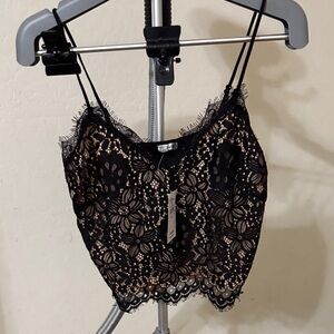 BKE Black and Cream Lace Top